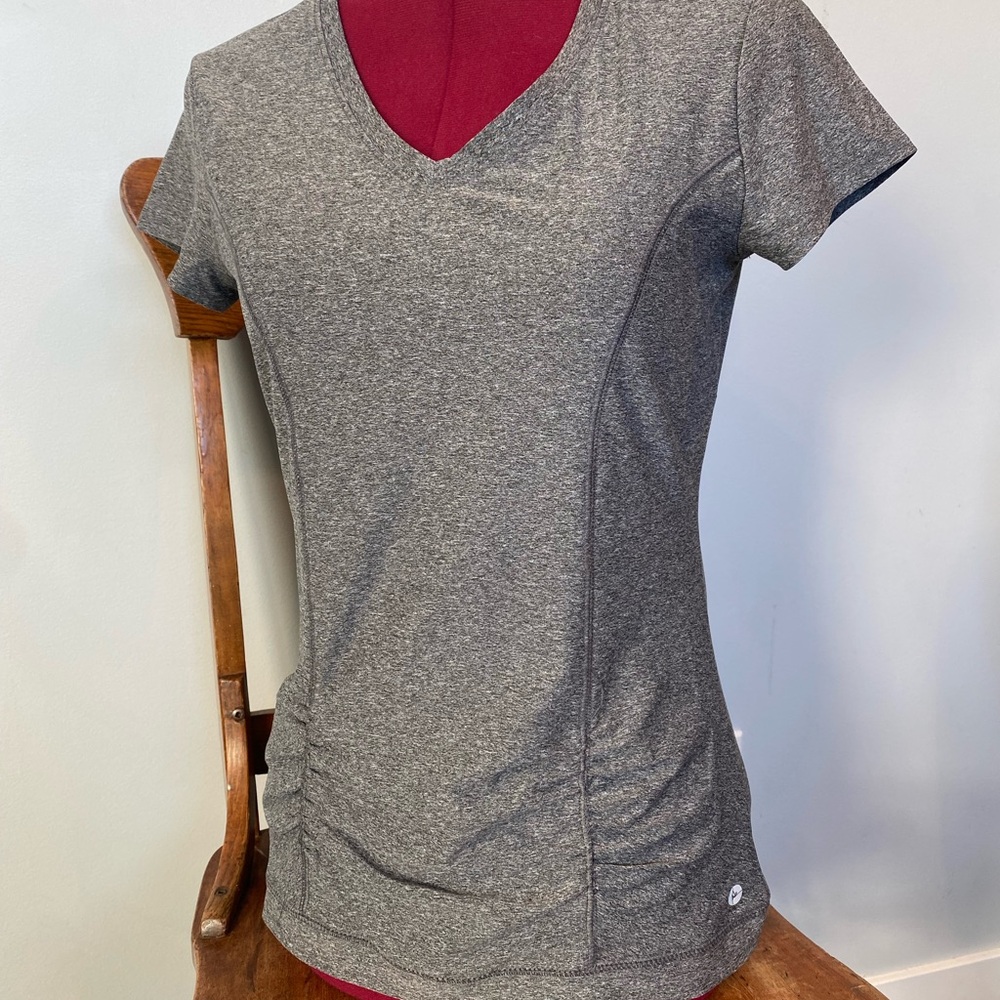 90 Degree By Reflex Heather Gray V-Neck Short Sleeve Activewear Tee